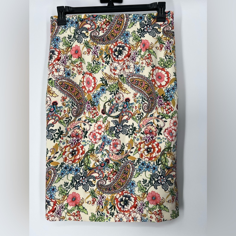 CATHERINE MALANDRINO‎ FRENCH DESIGNER FLORAL PENCIL SKIRT